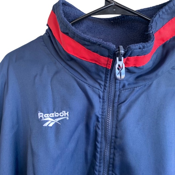 Men’s Vintage 90’s Reebok Reversible Navy Red Jacket Size XXL Oversized Coat - Picture 3 of 8